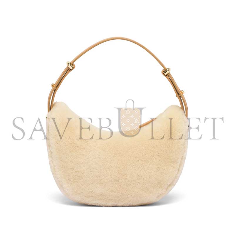 Pra*a arquÉ shearling and leather shoulder bag 1bc194 (22.5*18.5*6cm)